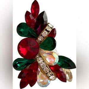 Crystal Christmas Tree 🎄 Earrings / Red, Green, White & Gold